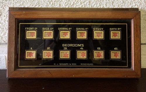 CIRCA 1900 SERVANTS BELL BOARD BOX IN MAHOGANY CASE WITH GLASS PANEL - ADDITIONAL PHOTO 1