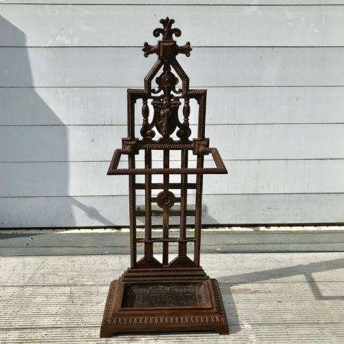 victorian cast iron stick stand with drip tray - CATEGORY: ANTIQUE MISCELLANEOUS - DATED VICTORIAN