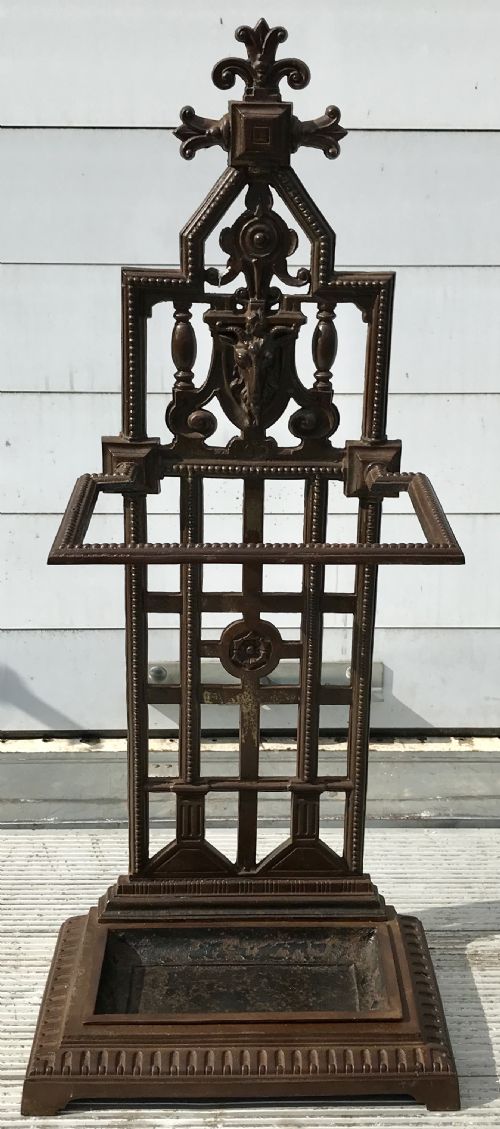 VICTORIAN CAST IRON STICK STAND WITH DRIP TRAY - ADDITIONAL PHOTO 1