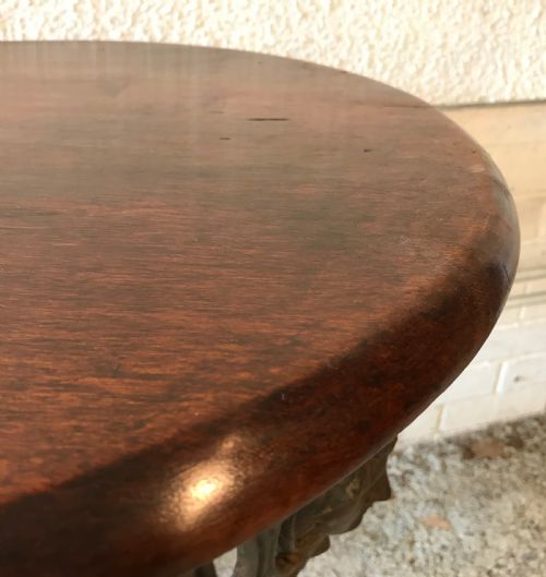 VICTORIAN CAST IRON PUB TABLE WITH ORIGINAL MAHOGANY TOP - ADDITIONAL PHOTO 3