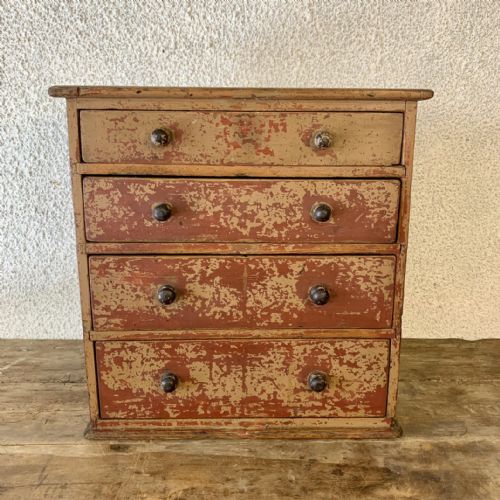 19th century painted pine specimen collector's drawers with layers of old paint - CATEGORY: ANTIQUE CHEST OF DRAWERS - DATED 19TH CENTURY