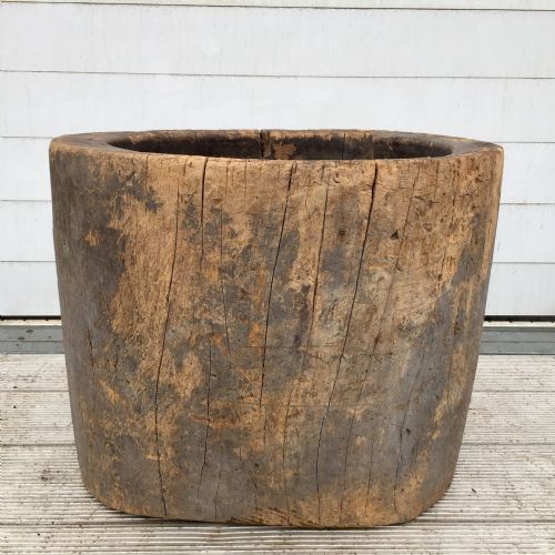 19th century mortar from hand carved hollowed out tree trunk - CATEGORY: ANTIQUE MISCELLANEOUS - DATED 19TH CENTURY