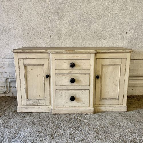 victorian pine breakfront dresser base in original paint - CATEGORY: ANTIQUE SIDEBOARDS - DATED VICTORIAN