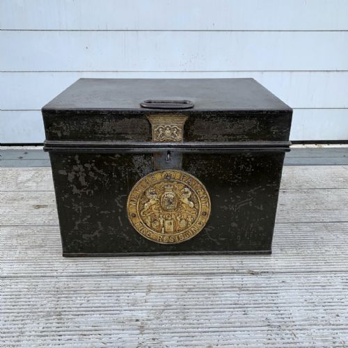 19th century milners strong box safe complete with key - CATEGORY: ANTIQUE BOXES - DATED 19TH CENTURY
