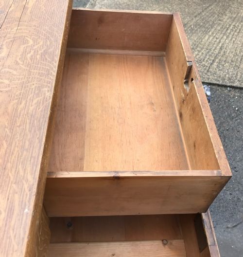 VICTORIAN PINE CHEST OF DRAWERS WITH ORIGINAL OAK GRAIN PAINT EFFECT AND ORIGINAL GLASS KNOBS - ADDITIONAL PHOTO 7