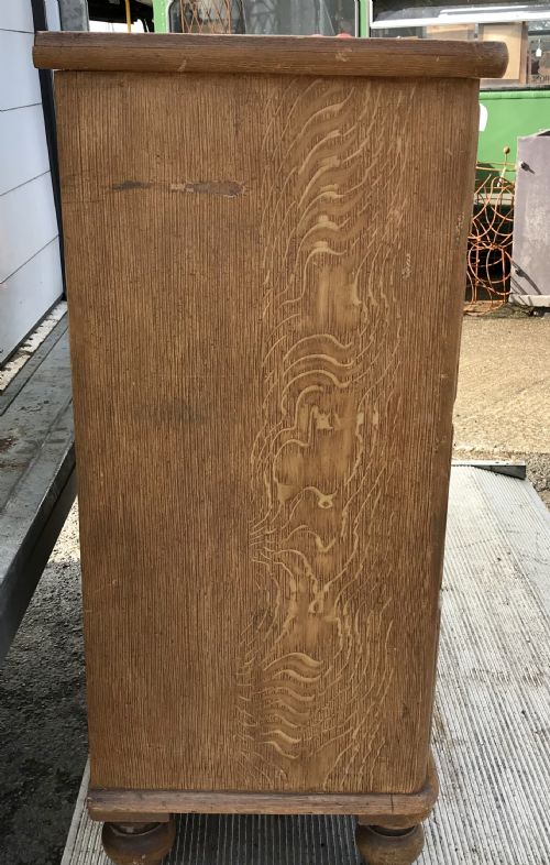 VICTORIAN PINE CHEST OF DRAWERS WITH ORIGINAL OAK GRAIN PAINT EFFECT AND ORIGINAL GLASS KNOBS - ADDITIONAL PHOTO 10