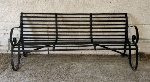 19TH CENTURY WROUGHT IRON STRAP BENCH - ADDITIONAL PHOTO 1