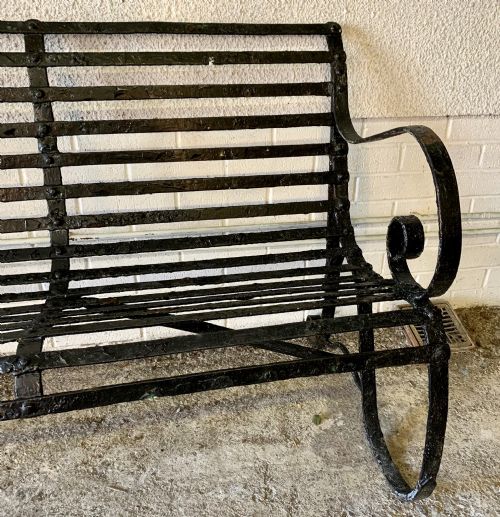 19TH CENTURY WROUGHT IRON STRAP BENCH - ADDITIONAL PHOTO 2
