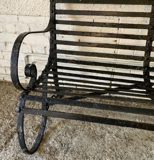 19TH CENTURY WROUGHT IRON STRAP BENCH - ADDITIONAL PHOTO 3