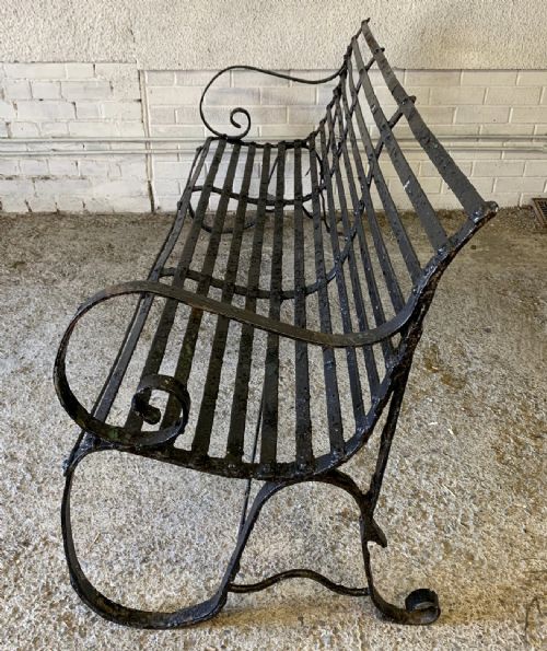 19TH CENTURY WROUGHT IRON STRAP BENCH - ADDITIONAL PHOTO 7