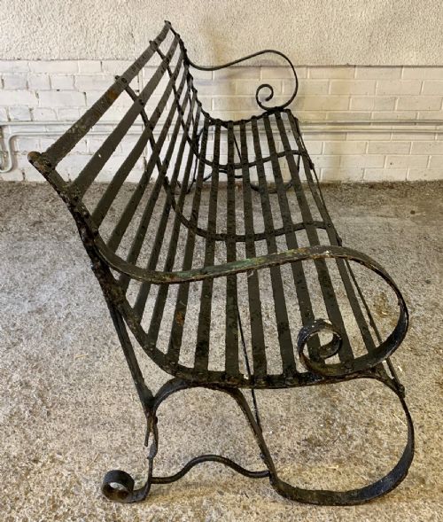19TH CENTURY WROUGHT IRON STRAP BENCH - ADDITIONAL PHOTO 9