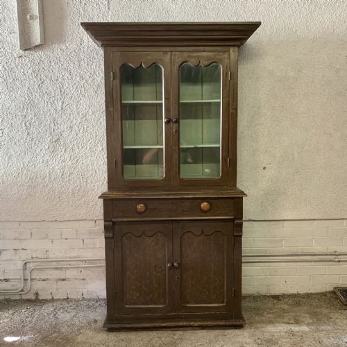 victorian west country glazed top dresser in original paint finish - CATEGORY: ANTIQUE CABINETS - DATED VICTORIAN