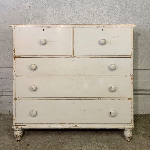 victorian scottish painted pine chest of drawers complete with key - CATEGORY: ANTIQUE CHEST OF DRAWERS - DATED VICTORIAN