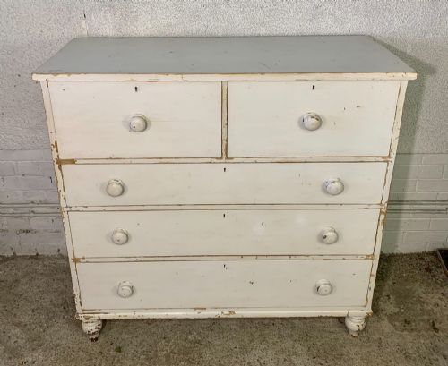 VICTORIAN SCOTTISH PAINTED PINE CHEST OF DRAWERS COMPLETE WITH KEY - ADDITIONAL PHOTO 1