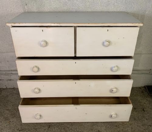 VICTORIAN SCOTTISH PAINTED PINE CHEST OF DRAWERS COMPLETE WITH KEY - ADDITIONAL PHOTO 4