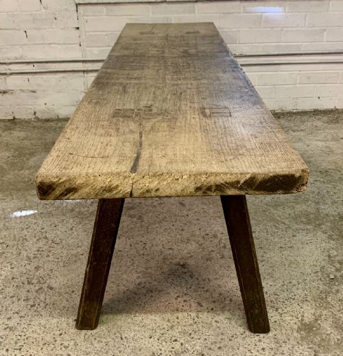 19TH CENTURY HARDWOOD PIG BENCH - ADDITIONAL PHOTO 8