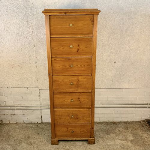 19th century pine 7 drawer wellington chest - CATEGORY: ANTIQUE CHEST OF DRAWERS - DATED 19TH CENTURY
