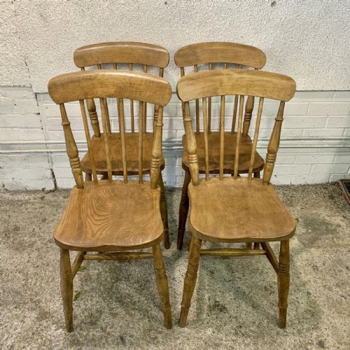 set of 4 victorian stick back kitchen chairs constructed from elm and beech - CATEGORY: ANTIQUE CHAIRS - DATED VICTORIAN