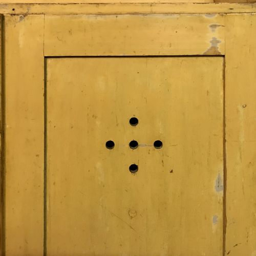 CIRCA 1900 EAST EUROPEAN FOOD CUPBOARD WITH LAYERS OF OLD PAINT - ADDITIONAL PHOTO 6