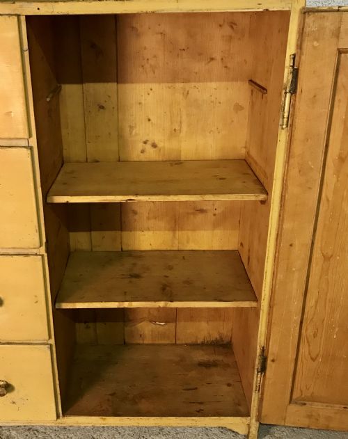 CIRCA 1900 EAST EUROPEAN FOOD CUPBOARD WITH LAYERS OF OLD PAINT - ADDITIONAL PHOTO 9