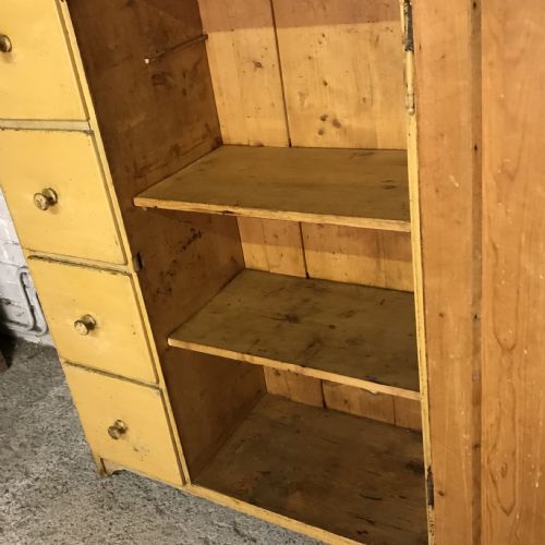CIRCA 1900 EAST EUROPEAN FOOD CUPBOARD WITH LAYERS OF OLD PAINT - ADDITIONAL PHOTO 10
