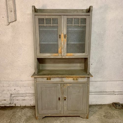 circa 1900 european glazed top dresser with original paint - CATEGORY: ANTIQUE CABINETS - DATED 1900