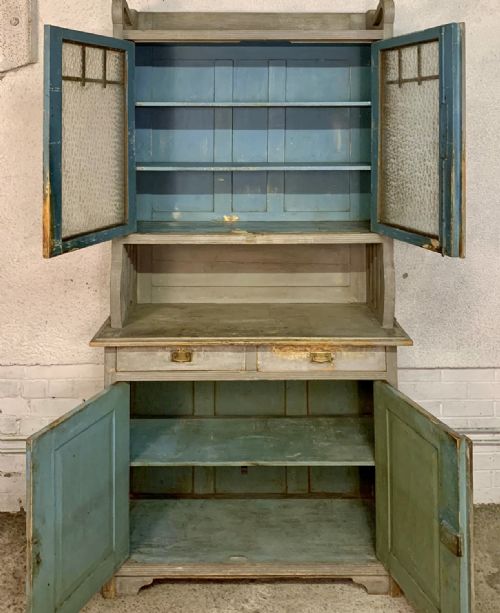 CIRCA 1900 EUROPEAN GLAZED TOP DRESSER WITH ORIGINAL PAINT - ADDITIONAL PHOTO 2