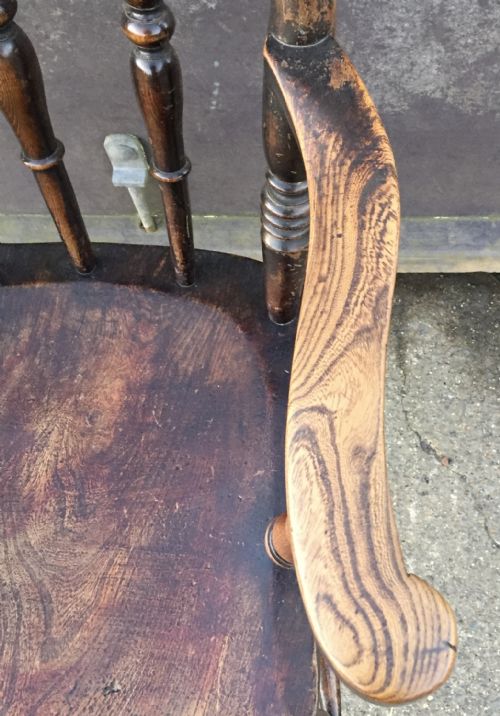 VICTORIAN ELM AND BEECH WINDSOR ARM CHAIR - ADDITIONAL PHOTO 4