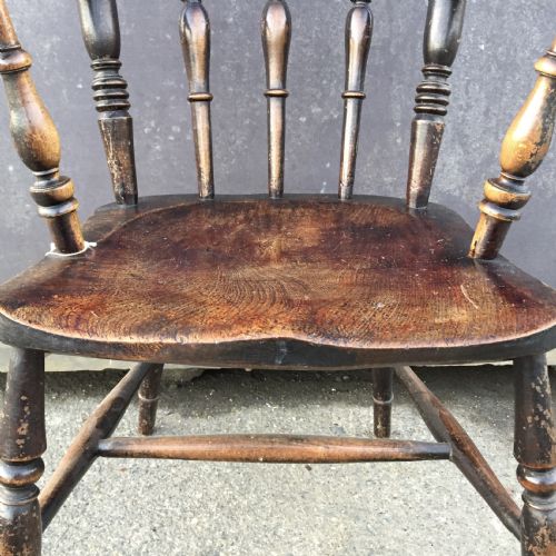 VICTORIAN ELM AND BEECH WINDSOR ARM CHAIR - ADDITIONAL PHOTO 6