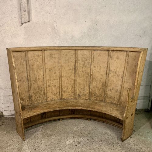circa 1800 pine high back bow settle in original paint - CATEGORY: ANTIQUE FURNITURE - DATED 1800