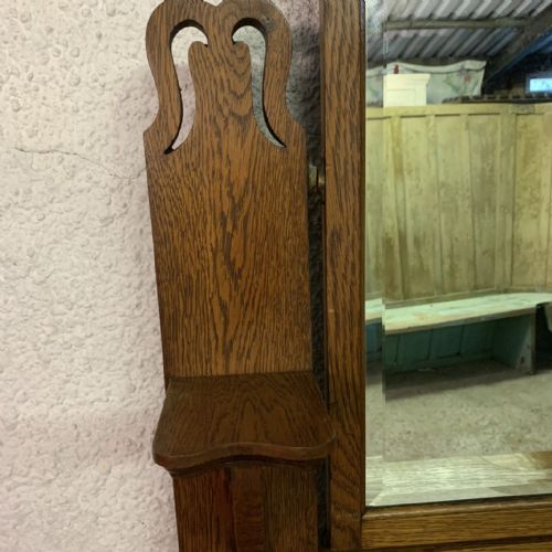 1920'S OAK ARTS AND CRAFTS DRESSING CHEST COMPLETE WITH ORIGINAL BRASS HANDLES - ADDITIONAL PHOTO 1