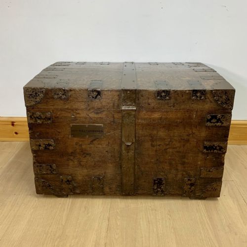 19th century oak metal bound silver chest - CATEGORY: ANTIQUE CHESTS - DATED 19TH CENTURY