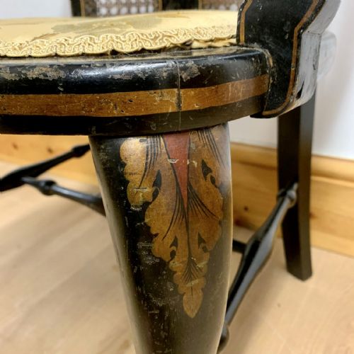 A PAIR OF ENGLISH CHINOISERIE AND JAPANNED LACQUERED ARM CHAIRS - ADDITIONAL PHOTO 8