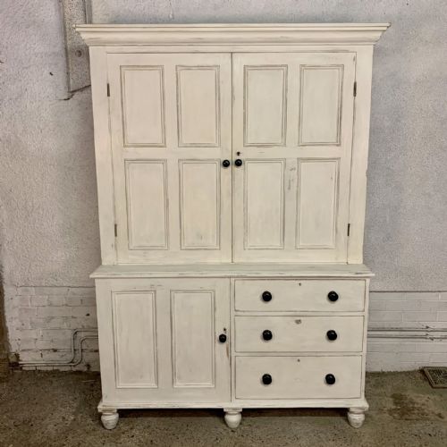 mid 19th century 1850 painted housekeeper's cupboard - CATEGORY: ANTIQUE CUPBOARDS - DATED 1850