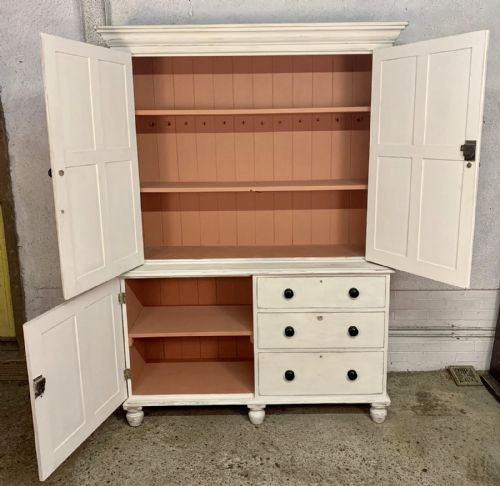 MID 19TH CENTURY 1850 PAINTED HOUSEKEEPER'S CUPBOARD - ADDITIONAL PHOTO 4