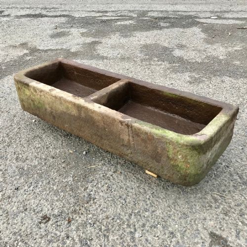 19th century hand carved pennant stone partition trough with rounded corners - CATEGORY: ANTIQUE MISCELLANEOUS - DATED 19TH CENTURY