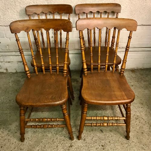 SET OF 4 VICTORIAN WINDSOR SPINDLE BACK KITCHEN CHAIRS - ADDITIONAL PHOTO 1
