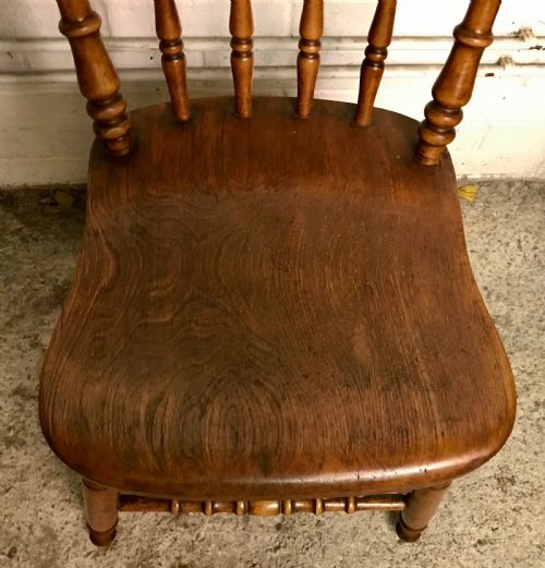 SET OF 4 VICTORIAN WINDSOR SPINDLE BACK KITCHEN CHAIRS - ADDITIONAL PHOTO 4