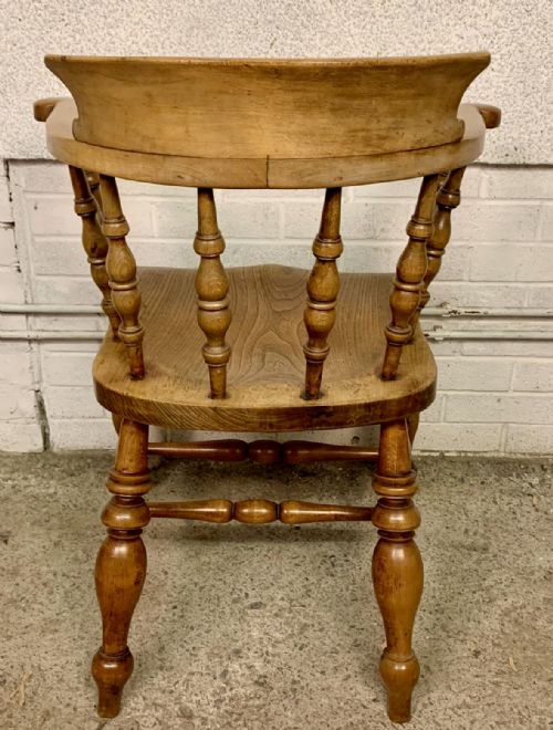 PAIR OF 19TH CENTURY SMOKER'S BOW CAPTAIN'S CHAIRS WITH BEECH FRAME AND ELM SEAT - ADDITIONAL PHOTO 7