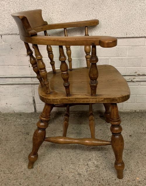 PAIR OF 19TH CENTURY SMOKER'S BOW CAPTAIN'S CHAIRS WITH BEECH FRAME AND ELM SEAT - ADDITIONAL PHOTO 13
