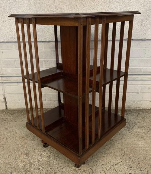 EDWARDIAN MAHOGANY REVOLVING BOOKCASE - ADDITIONAL PHOTO 2