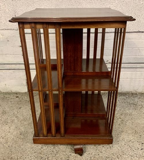 EDWARDIAN MAHOGANY REVOLVING BOOKCASE - ADDITIONAL PHOTO 4