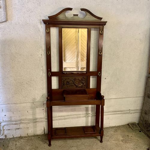 victorian mahogany hall stand with original brass knobs - CATEGORY: ANTIQUE FURNITURE - DATED VICTORIAN