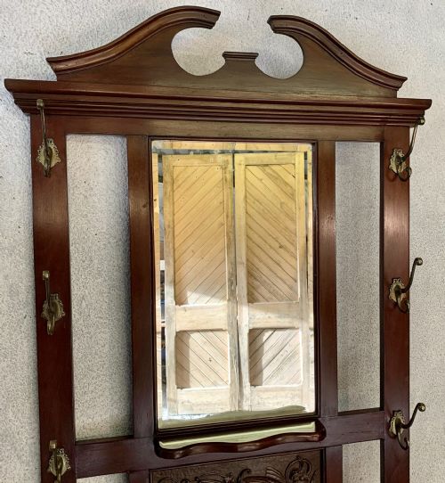 VICTORIAN MAHOGANY HALL STAND WITH ORIGINAL BRASS KNOBS - ADDITIONAL PHOTO 1