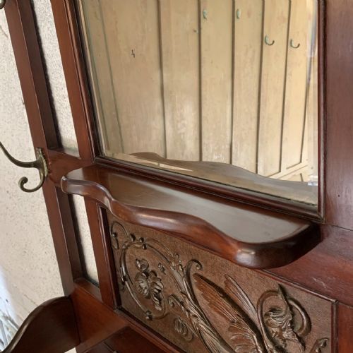 VICTORIAN MAHOGANY HALL STAND WITH ORIGINAL BRASS KNOBS - ADDITIONAL PHOTO 3