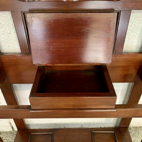 VICTORIAN MAHOGANY HALL STAND WITH ORIGINAL BRASS KNOBS - ADDITIONAL PHOTO 5