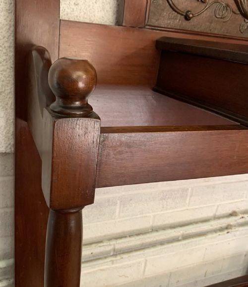 VICTORIAN MAHOGANY HALL STAND WITH ORIGINAL BRASS KNOBS - ADDITIONAL PHOTO 7
