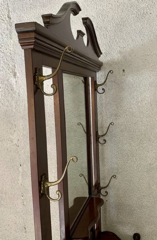 VICTORIAN MAHOGANY HALL STAND WITH ORIGINAL BRASS KNOBS - ADDITIONAL PHOTO 14