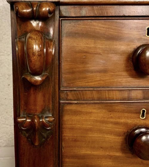 VICTORIAN MAHOGANY SCOTTISH CHEST OF 7 DRAWERS COMPLETE WITH ORIGINAL TURNED KNOBS - ADDITIONAL PHOTO 4