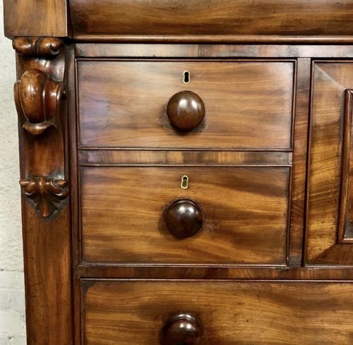 VICTORIAN MAHOGANY SCOTTISH CHEST OF 7 DRAWERS COMPLETE WITH ORIGINAL TURNED KNOBS - ADDITIONAL PHOTO 5